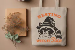 Resting Witch Face SVG | Funny Raccoon Halloween PNG Design Product Image 2