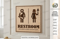 Restroom Sign Laser Cut. Bathroom Decor. Toilet Sign SVG Product Image 1