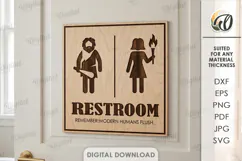 Restroom Sign Laser Cut. Bathroom Decor. Toilet Sign SVG Product Image 1