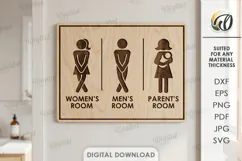 Restroom Sign Laser Cut. Bathroom Decor. Toilet Sign SVG Product Image 1