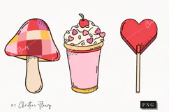Retro Valentine Clipart | Valentine's Day PNG Product Image 1