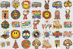 Vintage vibe 1970 clipart bundle | Retro groovy Hippie PNG Product Image 2