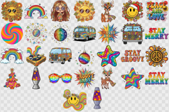 Vintage vibe 1970 clipart bundle | Retro groovy Hippie PNG Product Image 3