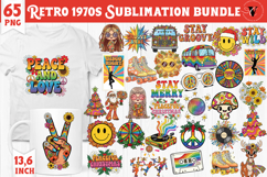 Vintage vibe 1970 clipart bundle | Retro groovy Hippie PNG Product Image 1