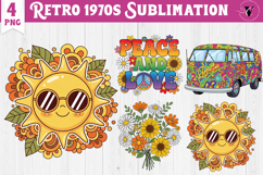 Vintage vibe 1970 clipart | Retro groovy Hippie PNG Product Image 1