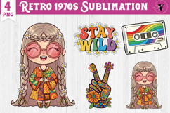 Vintage vibe 1970 clipart | Retro groovy Hippie PNG Product Image 1