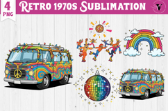 Vintage vibe 1970 clipart | Retro groovy Hippie PNG Product Image 1