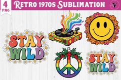 Vintage vibe 1970 clipart | Retro groovy Hippie PNG Product Image 1