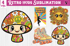 Vintage vibe 1970 clipart | Retro groovy Hippie PNG Product Image 1