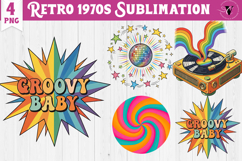Vintage vibe 1970 clipart | Retro groovy Hippie PNG Product Image 1