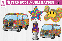 Vintage vibe 1970 clipart | Retro groovy Hippie PNG Product Image 1