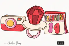 Retro Valentine Clipart | Valentine's Day PNG Product Image 1