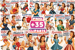 Retro 4th of July Housewife PNG Bundle | Vintage Patriotic Product Image 1