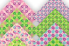 Retro 60s Pink Green Seamless Patterned Papers Set of 12 PNG