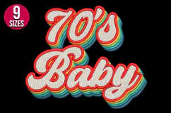 Retro 70s Baby Text Machine Embroidery Design - 9 sizes Product Image 2
