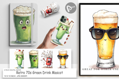 Retro 70s Drink Mascot Digital Paper Product Image 1