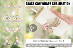 Retro 70s Roller Disco Art Glass Can Product Image 1