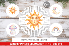 Retro 70s Sun Celestial Wind Spinner Product Image 1