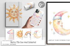 Retro 70s Sun Celestial Digital Paper Product Image 1