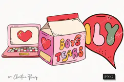 Retro Valentine Clipart | Valentine's Day PNG Product Image 1