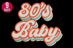 Retro 80s Baby Text Machine Embroidery Design - 9 sizes Product Image 2