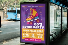 Retro 80s Party Flyer Template Design Music Poster SVG PNG
