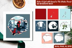 Retro A Girl with Animal in The Winter Forest 3D Shadow Box Product Image 1