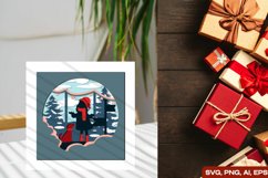 Retro A Girl with Animal in The Winter Forest 3D Shadow Box Product Image 3