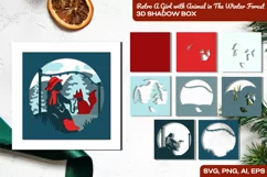 Retro A Girl with Animal in The Winter Forest 3D Shadow Box Product Image 1
