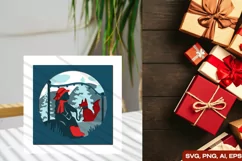 Retro A Girl with Animal in The Winter Forest 3D Shadow Box Product Image 3