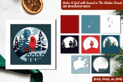 Retro A Girl with Animal in The Winter Forest 3D Shadow Box Product Image 1