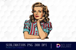 Retro American Mom Watercolor Clipart Product Image 1