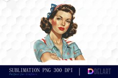 Retro American Mom Watercolor Clipart Product Image 1