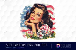 Retro American Mom Watercolor Clipart Product Image 1