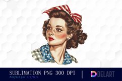 Retro American Mom Watercolor Clipart Product Image 1