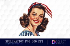 Retro American Mom Watercolor Clipart Product Image 1