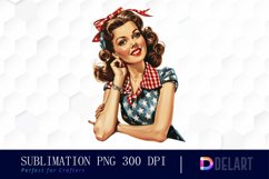 Retro American Mom Watercolor Clipart Product Image 1
