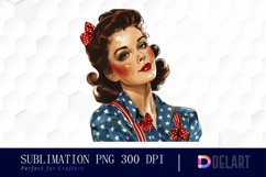 Retro American Mom Watercolor Clipart Product Image 1