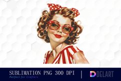 Retro American Mom Watercolor Clipart Product Image 1