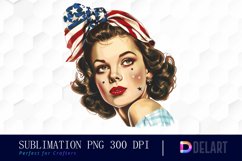 Retro American Mom Watercolor Clipart Product Image 1