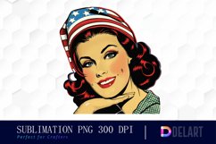 Retro American Mom Watercolor Clipart Product Image 1