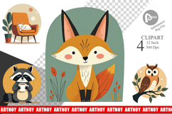 Retro Animal Charm Clipart Product Image 1