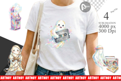 Retro Arcade Gamer Ghost Sublimation Product Image 1
