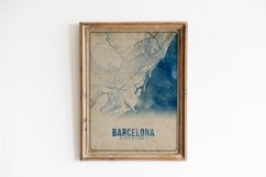 Barcelona Antique Watercolor City Map Poster Product Image 1