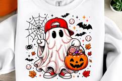 Retro Baseball Ghost PNG Product Image 1