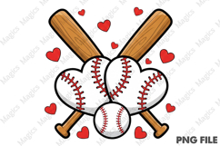 Retro Baseball Valentines Day PNG Product Image 1