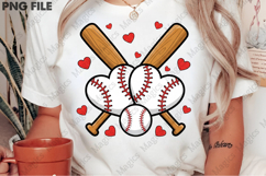 Retro Baseball Valentines Day PNG Product Image 2