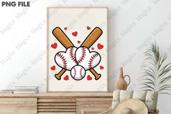 Retro Baseball Valentines Day PNG Product Image 3