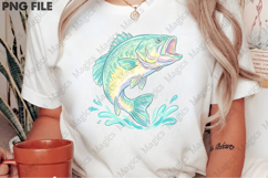 Retro Bass Fish PNG, Pastel Fishing Graphic Product Image 2