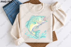 Retro Bass Fish PNG, Pastel Fishing Graphic Product Image 3